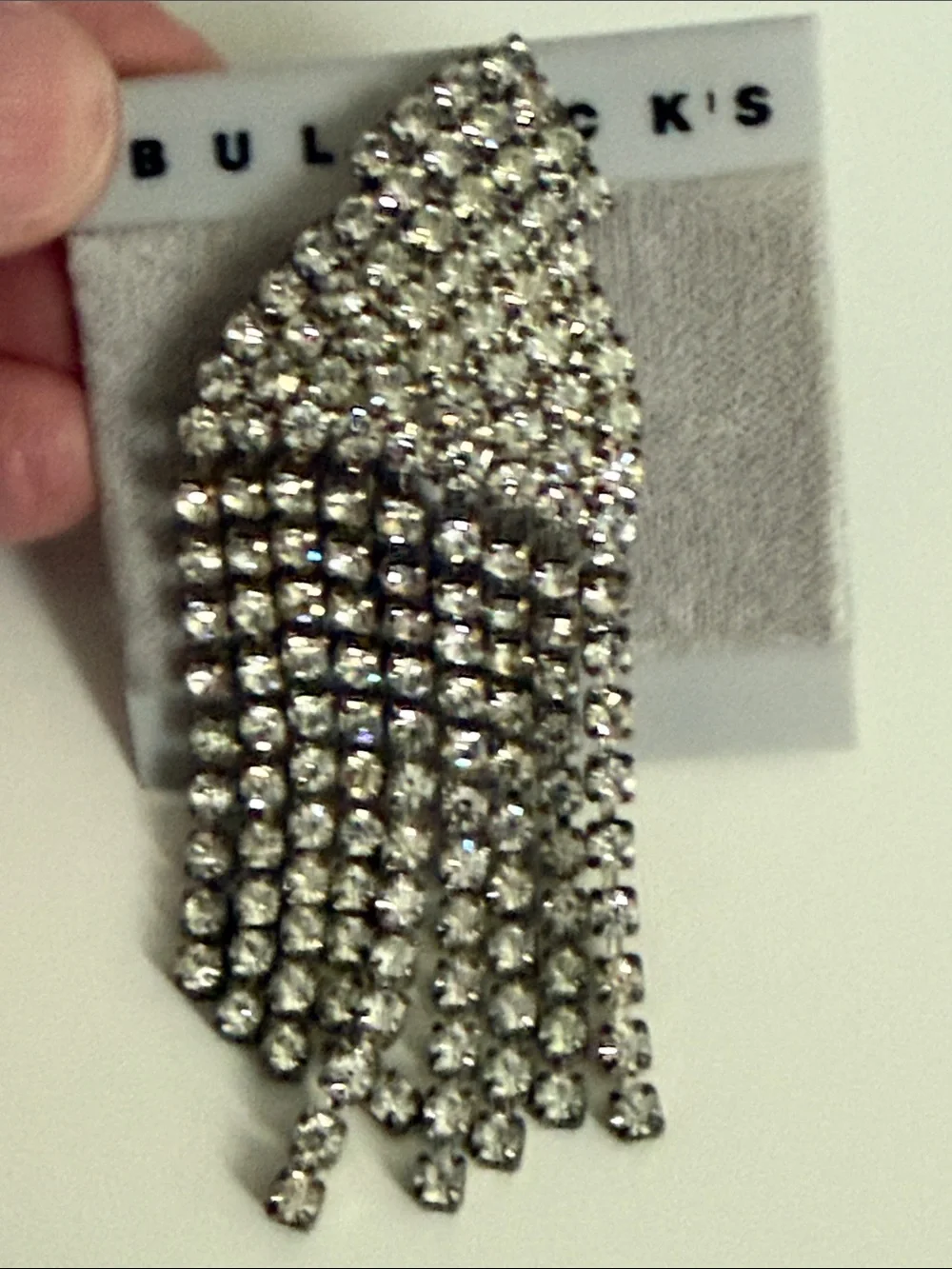 Bullocks department store Vintage long rhinestone fringe statement pin brooch